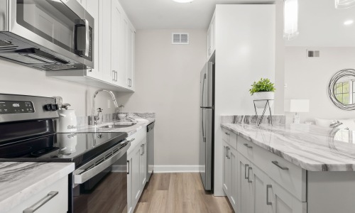 A kitchen at Roseville House