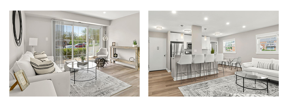 Experience seamless living interior rooms with bright lighting